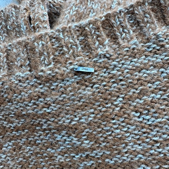 Josa 100% Alpaca Knit Button Up Cardigan Sweater Brown Beige Crew, Size 2 - Picture 13 of 15